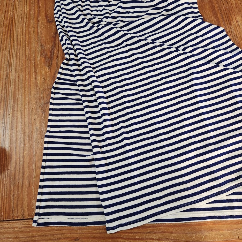 J. Crew Factory Blue White Racerback Maxi Dress Small Side Slits Nautical Beach - Picture 4 of 9